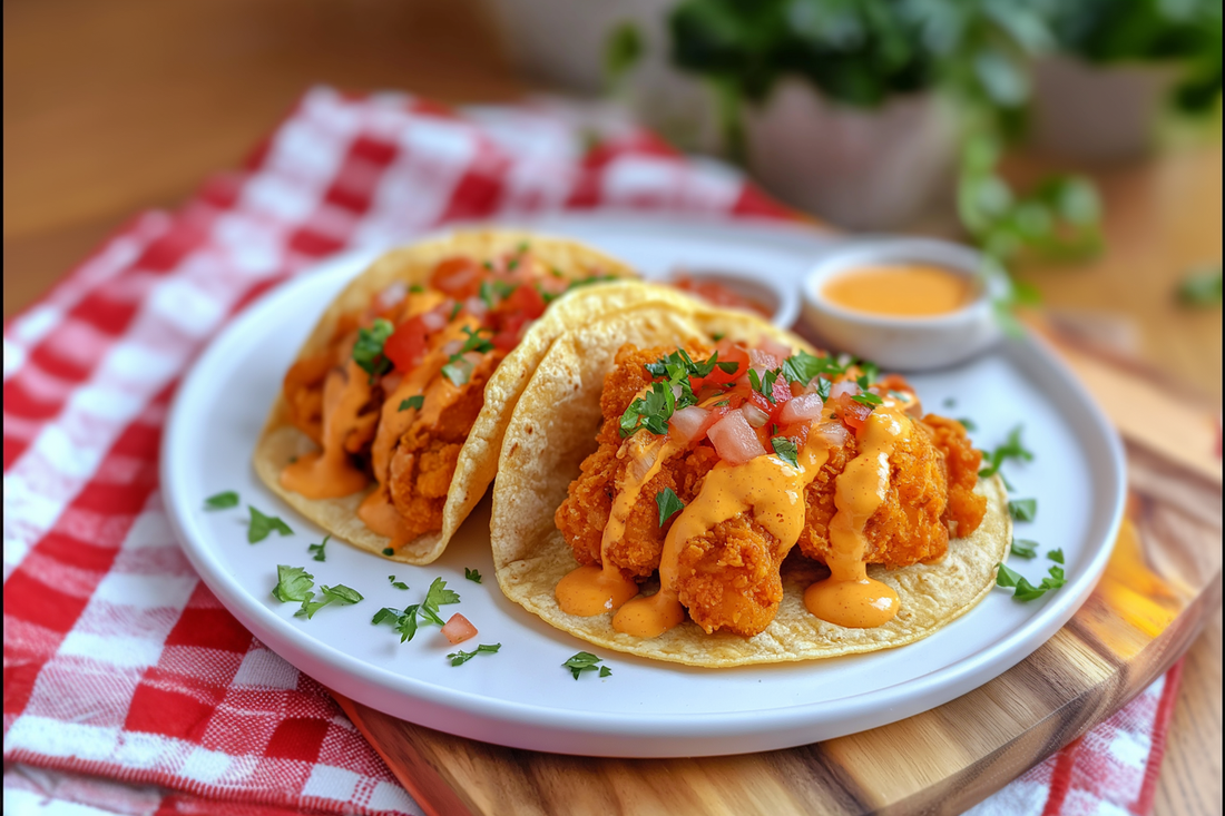 Cornbread-Battered KC Fried Chicken Tacos with Pico de Gallo