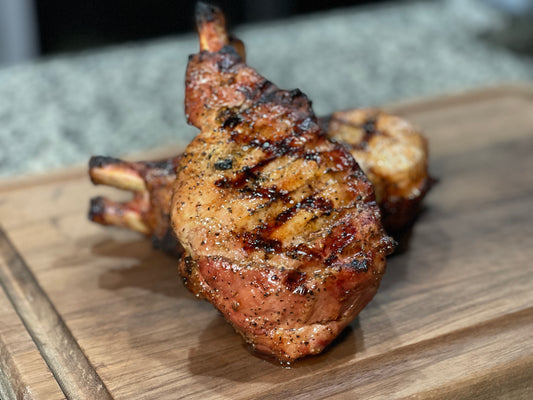 Juniper-Brined Double-Cut Pork Chops featuring Bird Brine