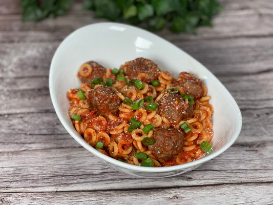 Gourmet Grown-Up Spaghettios & Meatballs: A Childhood Classic Reimagined