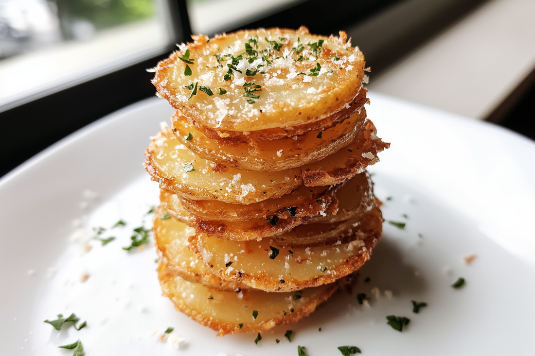 Crispy Parmesan Potato Stacks with Revolution Barbecue Texas Beef BBQ Rub