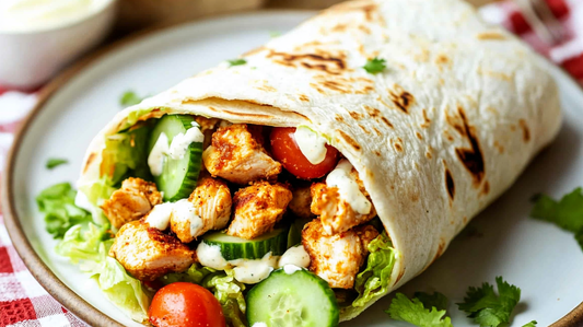 Nashville Hot Chicken Salad Wraps with Revolution Buttermilk Ranch