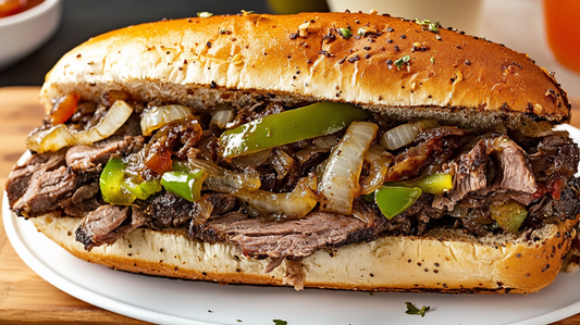 Smoked Chicago-Style Brisket Sandwiches with Giardiniera, Onions, and Peppers