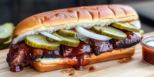 Smoked McRib-Style Sandwiches with Fall-Apart Baby Back Ribs and Kansas City BBQ Glaze