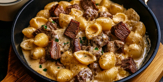 Creamy Smoked Brisket and Pasta Shells in a Parmesan Cream Sauce