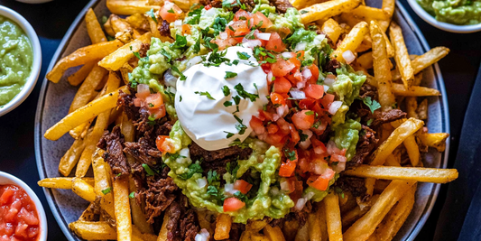 Carne Asada Fries with Texas Beef BBQ Rub, Avocado, and Fresh Pico