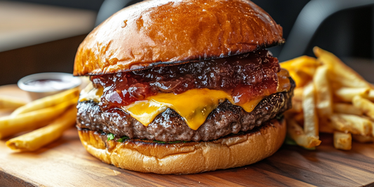 Sweet Onion Jam Cheeseburgers on the Grill