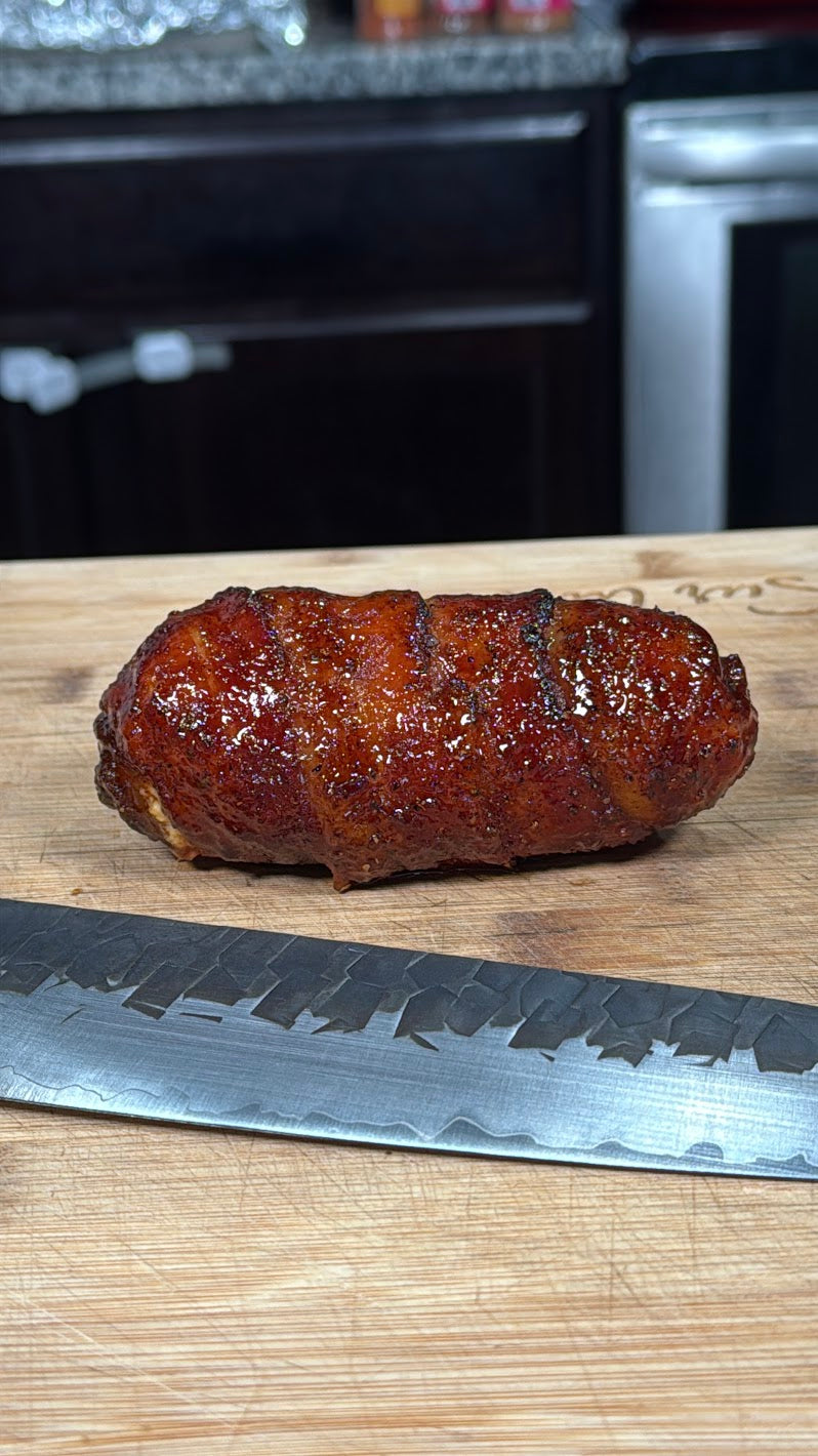 Bacon-Wrapped Armadillo Eggs with Hatch Chile Sausage and I’m Your Huckleberry Rub