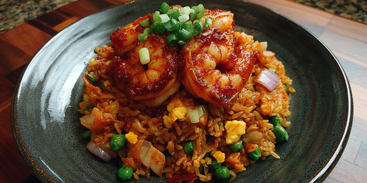 Korean Kimchi Fried Rice with Shrimp and Korean BBQ Seasoning
