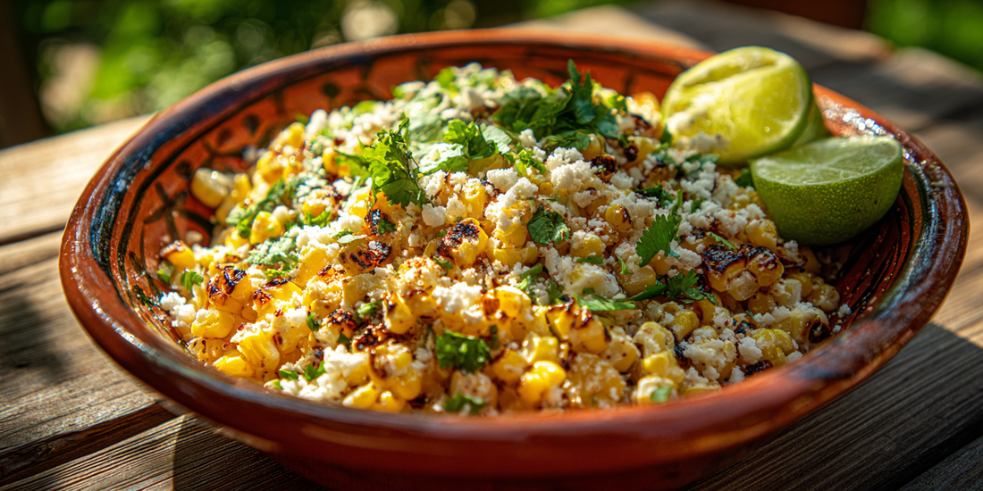 Smoked Elote Salad with Fire-Roasted Pueblo Chiles and Cherry Wood Salt