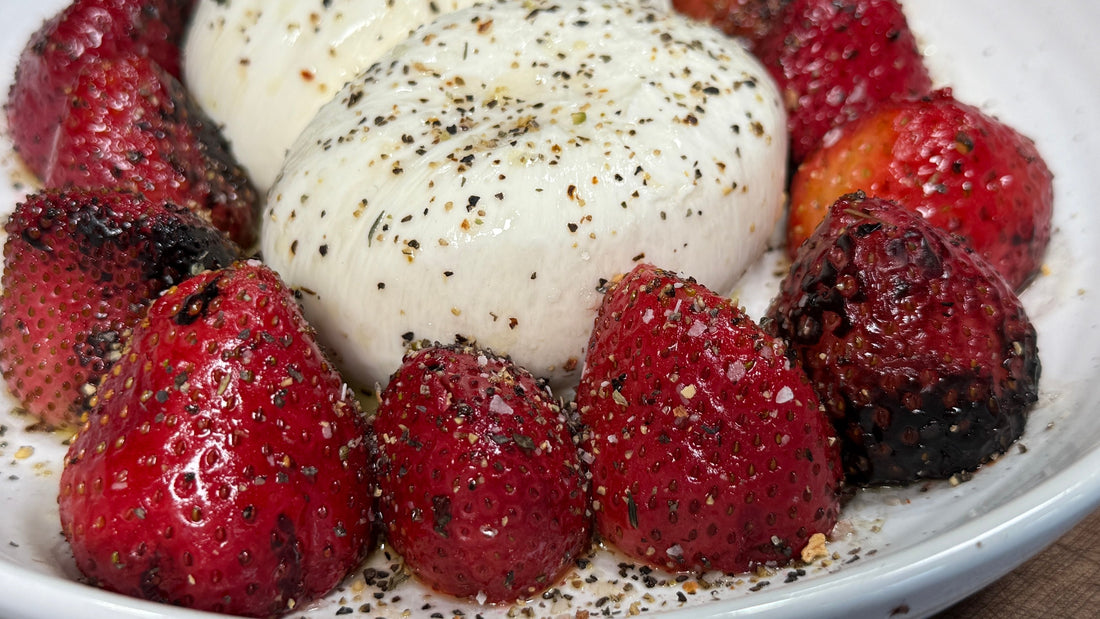 Cherry Wood Grilled Strawberries with Creamy Burrata