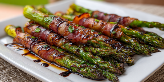 Fire-Grilled Asparagus Wrapped in Prosciutto with a Balsamic Finish