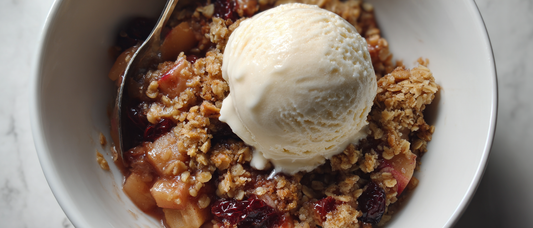 Bourbon Apple Crumble with Oats and Brown Sugar