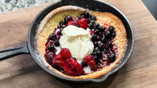 Lemon Curd Dutch Baby Pancakes with Warm Berry Compote