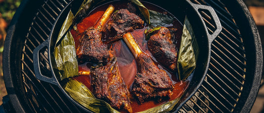 Colorado Smoked Lamb Shanks with Achiote and Banana Leaf Braise