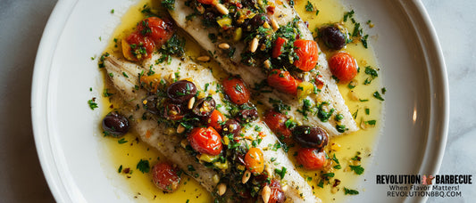 Oven Roasted Branzino Fillets with Lemon Olive Herb Vierge