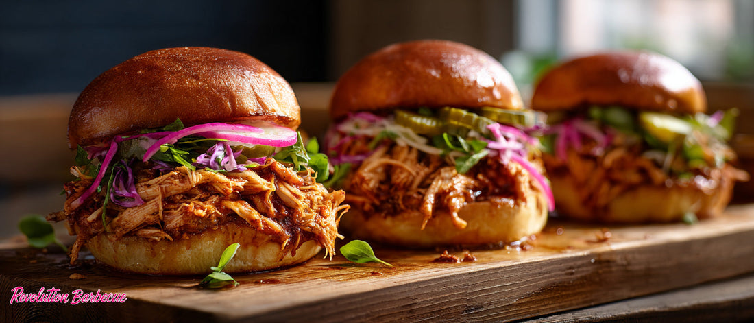 Hickory Smoked Nashville Hot Pulled Chicken Sandwiches