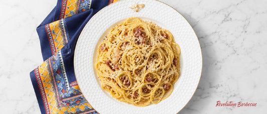 Smoked Salt Spaghetti Carbonara with Bacon, Pecorino, and Black Pepper
