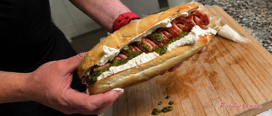 Grilled Mortadella Sandwich with Whipped Ricotta and Pesto