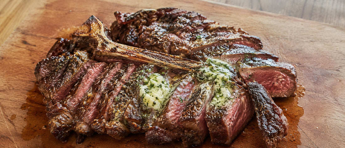 Grilled Texas Beef Porterhouse with Garlic-Herb Maître d’Hôtel Butter