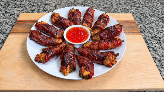 Bacon-Wrapped Quail and Fresno Chile Poppers